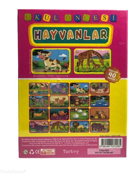 Diy Toy 2-3 Parça Tamamlama Kartları Hayvanlar Puzzle