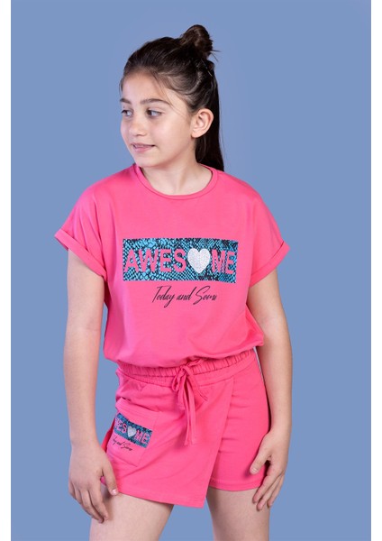 Toontoy Kız Çocuk Baskılı Şortlu Takım