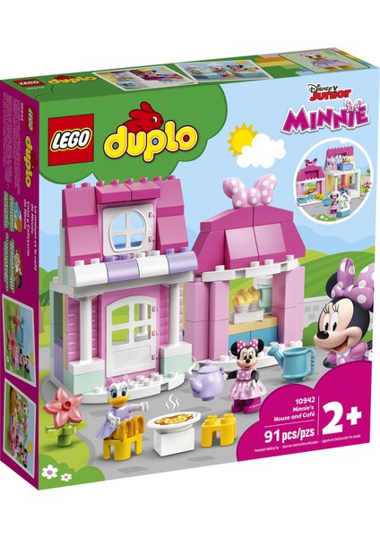 Duplo® # Disney Minnie#nin Evi ve Kafe 10942 ÇOCUKLAR İçin Minnie Fare ve Ördek Daisy ile Bebek Evi Yapım Oyuncağı (91 parça)