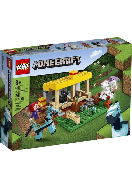 LEGO® Minecraft# At Ahırı 21171 Yapım Seti; Çocuklar İçin Eğlenceli Minecraft Çiftlik Oyuncağı, Iskelet Süvari Içerir (241 Parça)