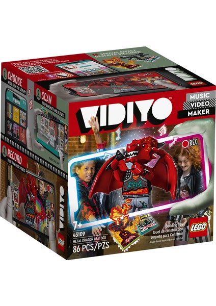 ® Vidiyo# Metal Dragon Beatbox 43109 Yapım Seti Oyuncağı; Çocukları Kendi Müzik Kliplerini Yönetmeye ve Oynamaya Teşvik Edin (86 Parça)