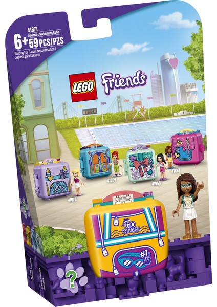 Friends Andrea#nın Yüzme Küpü 41671 Yapım Seti; Kaniş ve Çok Sayıda Yaratıcı Eşya İçeren Hayal Gücü Oyuncağı (59 Parça) modelleri