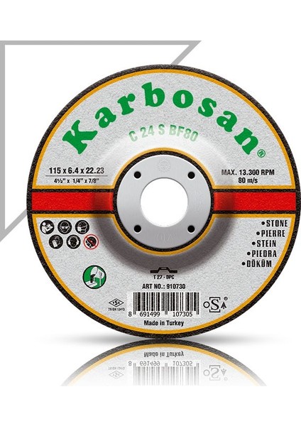 180X8.0X22.23 910760 C 24 S BF80 Bombeli Döküm Taşlama Taşı
