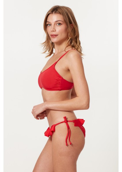 Askılı Straplez Fırfırlı Bikini Takım 217389 Nar Çiçeği fiyatları
