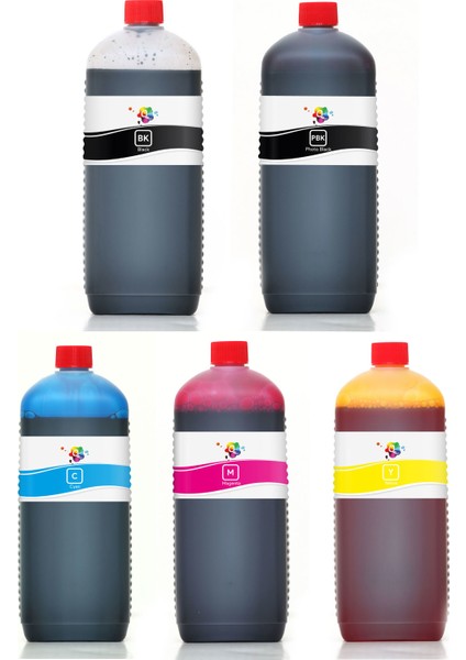 Photosmart C5370 Yazıcı Uyumlu Kartuş Mürekkebi PRO 1000ml PRO Set-5 Renk