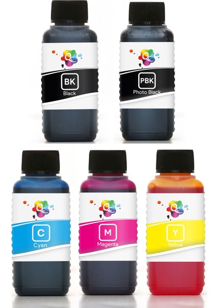 Photosmart C5370 Yazıcı Uyumlu Kartuş Mürekkebi PRO 100ml PRO Set-5 Renk