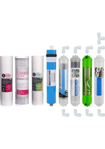 Su Arıtma Cihazı Filtresi 8'li Filtre Seti Paket 12 Aşama Membran