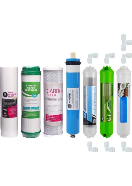 Su Arıtma Cihazı Filtresi 7'li Filtre Seti Paket 7 Aşama Vontron Membran