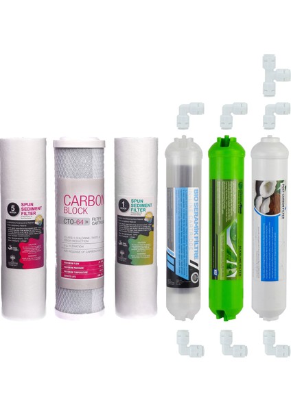 Su Arıtma Cihazı Filtresi 6'lı Set Paket Aşama Membransız