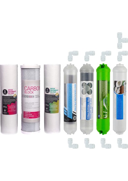 Su Arıtma Cihazı Filtresi 7'li Set Paket Aşama Membransız
