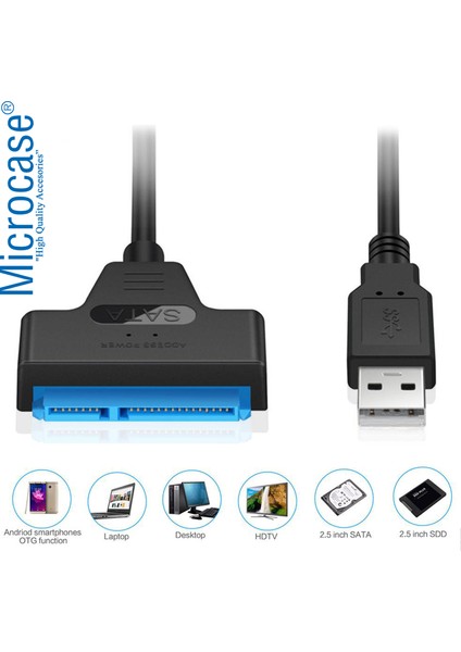 USB 2.0 To 2.5 Inç Sata HDD SSD Çevirici Veri Aktarma Kurtarma Kablosu - AL2624