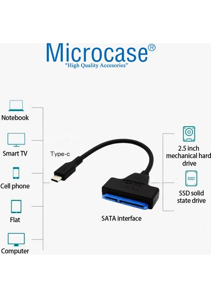 Type C To 2.5 Inç Sata HDD SSD Çevirici Veri Aktarma Kurtarma Kablosu - AL2626