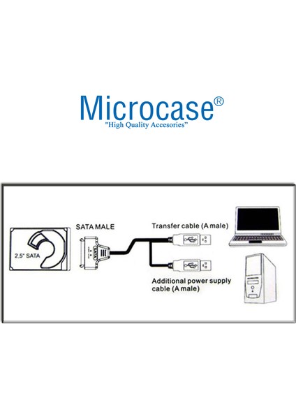 USB 2.0 To 2.5 Inç Sata Power Destekli HDD SSD Çevirici Veri Aktarma Kablosu - AL2627