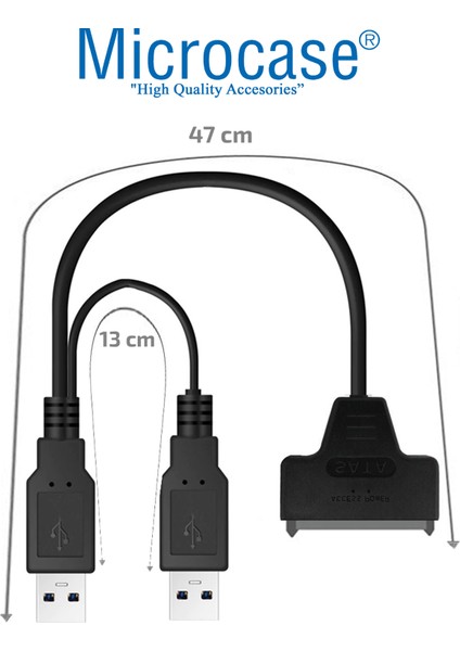 USB 2.0 To 2.5 Inç Sata Power Destekli HDD SSD Çevirici Veri Aktarma Kablosu - AL2627