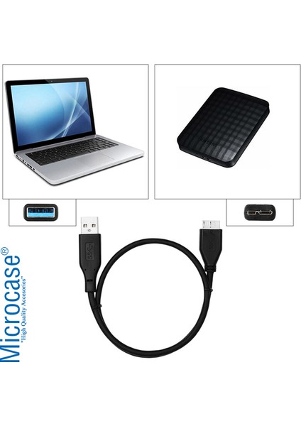 USB 3.0 Harici HDD Hard Disk Kablosu 30 cm Siyah - AL2612