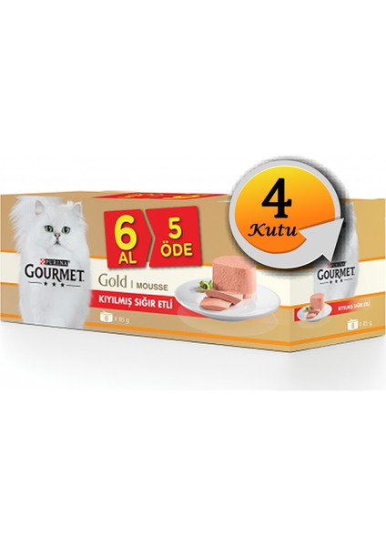 Gourmet Gold 85GR X4 Kutu Kıyılmış Sığır Etli 6AL 5öde