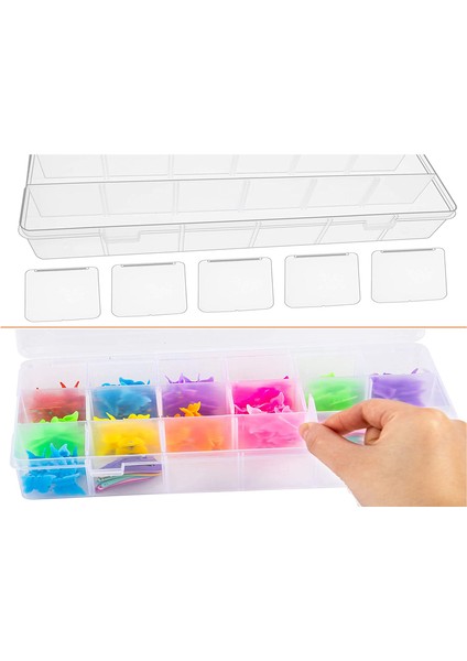 15 Bölmeli Ayarlanabilir Organizer Plastik Kutu 3 Adet