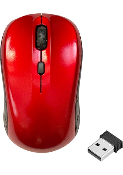 WZ-2818 Wireless 1600 Dpı Kablosuz Optik Mouse Rubber Kaplama - Kırmızı