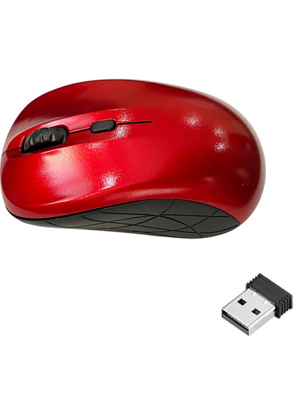 WZ-2818 Wireless 1600 Dpı Kablosuz Optik Mouse Rubber Kaplama - Kırmızı