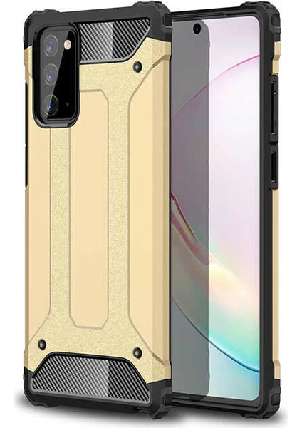 Case 4U Galaxy Note 20 Kılıf Military Armor Çift Katmanlı Crash Silikon Kılıf Gold