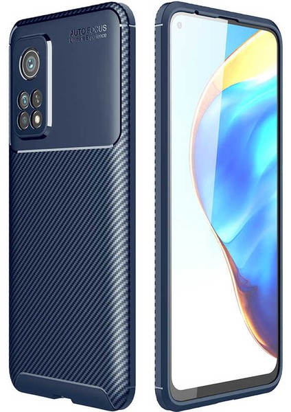Xiaomi Mi 10T Pro 5G Kılıf Rugged Armor Karbon Desenli Lüx Negro Silikon Arka Kapak Lacivert