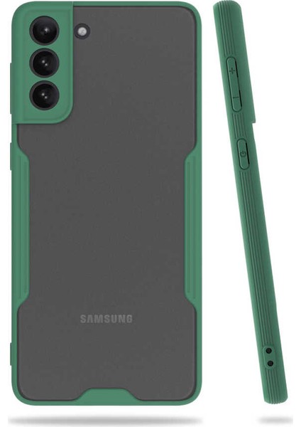 Samsung Galaxy S21 Plus Uyumlu Kılıf Kamera Korumalı Ultra Ince Buzlu Mat Renkli Parfe Silikon Kapak Koyu Yeşil