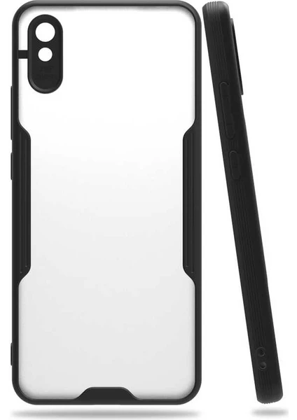 Case 4U Xiaomi Redmi 9A Kılıf Kamera Korumalı Ultra Ince Buzlu Mat Renkli Parfe Silikon Kapak Siyah