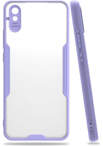 Case 4U Xiaomi Redmi 9A Kılıf Kamera Korumalı Ultra Ince Buzlu Mat Renkli Parfe Silikon Kapak Mor