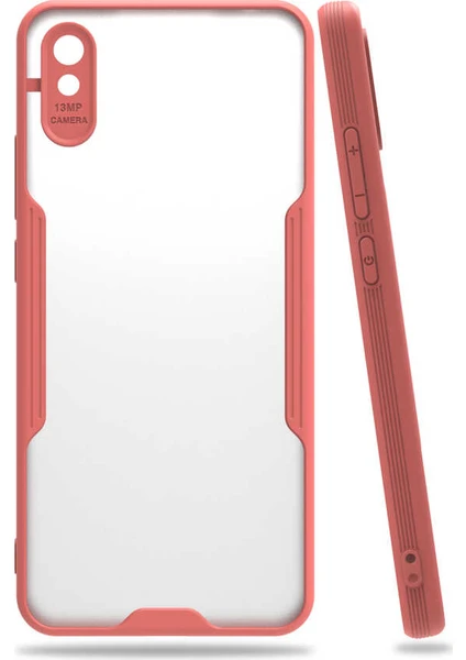 Case 4U Xiaomi Redmi 9A Kılıf Kamera Korumalı Ultra Ince Buzlu Mat Renkli Parfe Silikon Kapak Pembe