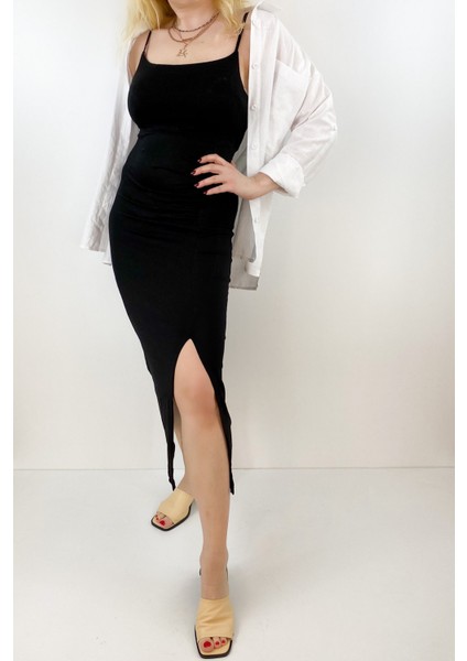 Kadın Siyah Ince Askılı Elbise modelleri