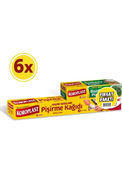Pişirme Kağıdı 10'lu (6'lı) + Orta Boy Buzdolabı Poşeti 20'li (6'lı)