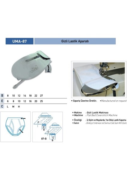 Gizli Lastik Tek Katlama Aparatı 8X10/ Uma-87