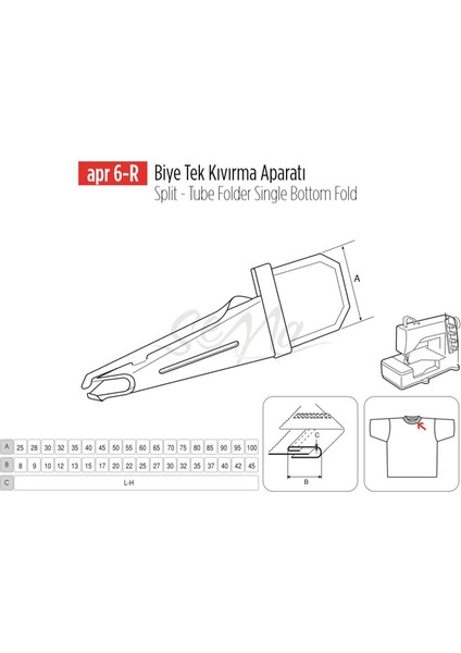 Apere Biye Tek Kıvırma Apara 60X25MM / Apr 6-R