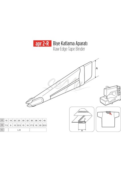Apere Lastik Biye Katlama Apara 45X22MM / Apr 2-R