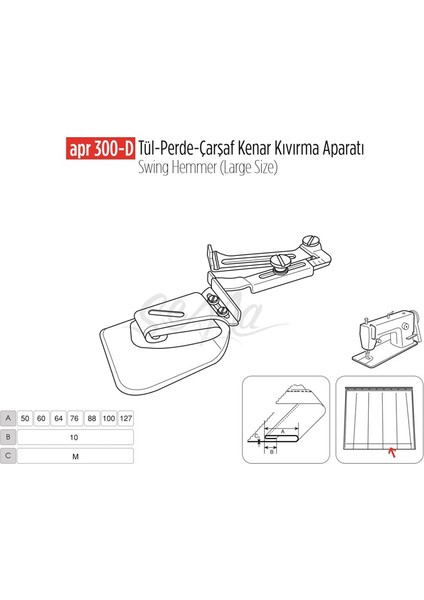 Apere Tül Perde Çarşaf Kenar Apara 50MM / Apr 300-D