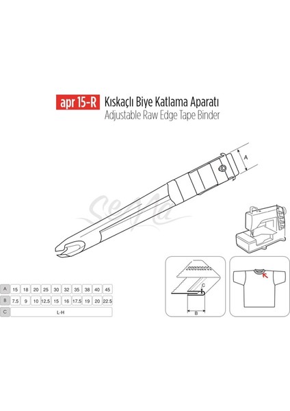 Apere Kıskaçlı Biye Aparatı 25X12MM / Apr 15-R