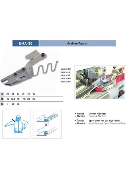 Overlok Arabiye Aparatı 40X20MM / Uma-30