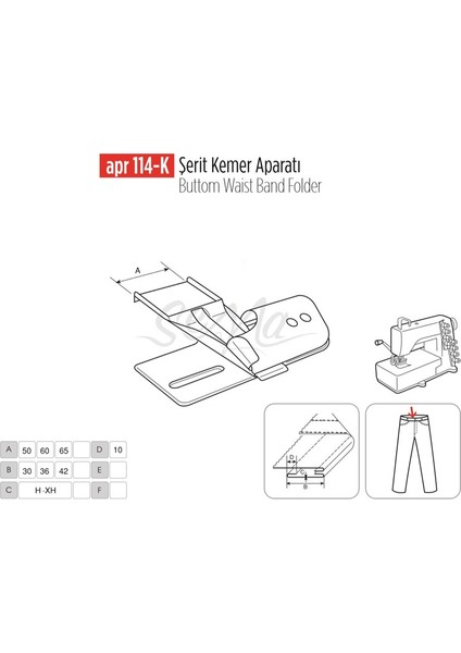 Apere Şerit Kemer Kavisli Aparat 75MM-45MM / Apr 114-K