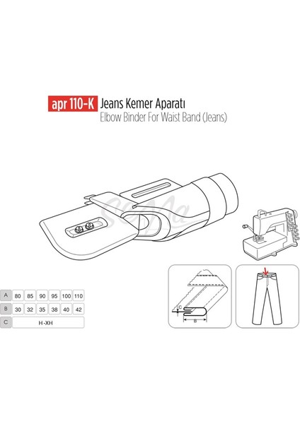 Apere Jeans Kemer Aparatı 100X40MM / Apr 110-K