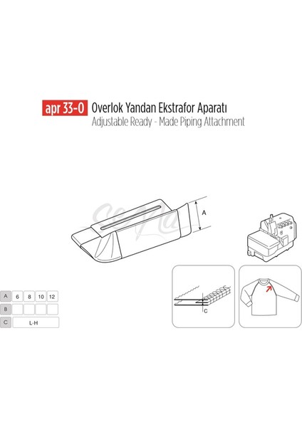 Apere Overlok Yandan Ekstrafor Aparatı 40MM/ Apr 33-O
