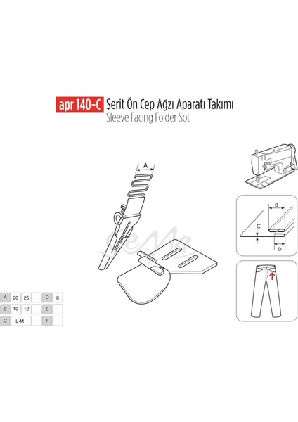 Apere Şerit Ön Cep Ağzı Apara Set 25X12MM / Apr 140-C