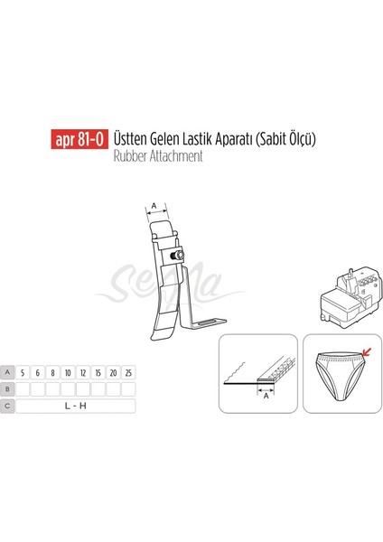 Apere Üstten Gelen Sabit Lastik Apara 10MM / Apr 81-0