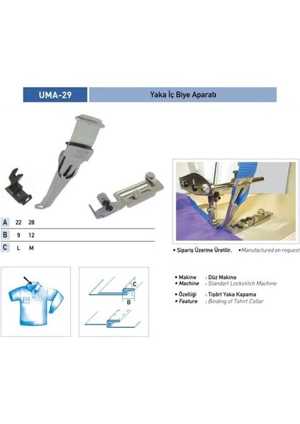 Yaka Iç Biye Aparatı 22X9MM/ Uma-29