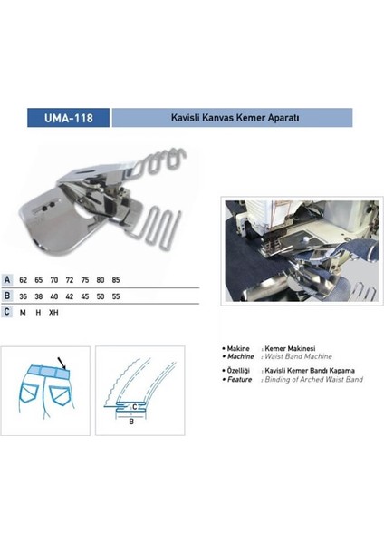 Kavisli Kemer Aparatı 75X44 H / UMA-118