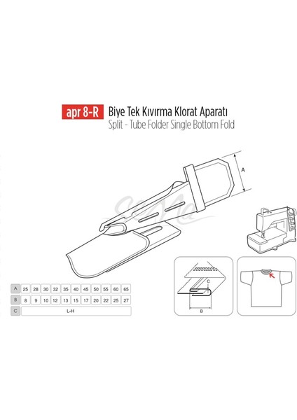 Apere Biye Tek Kıvırma Klorat(Etek) Apara 45X17MM / Apr 8-R