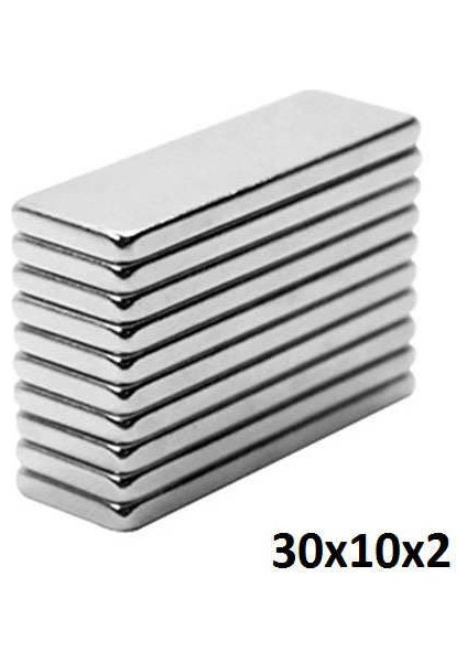 30x10x2 mm Güçlü Neodyum Mıknatıs Dikdörtgen (5 Adet)