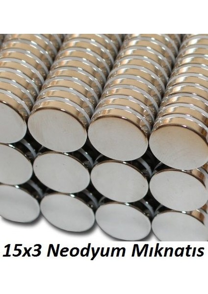Mıknatıs, 15X3 Yuvarlak Süper Güçlü Neodyum Mıknatıs(15'li Paket)