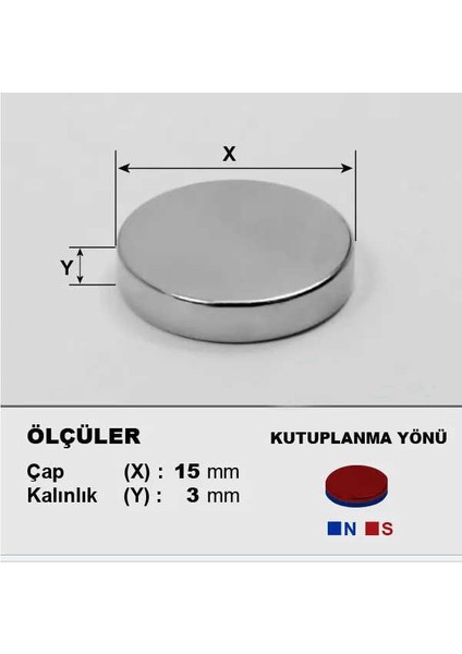 Mıknatıs, 15X3 Yuvarlak Süper Güçlü Neodyum Mıknatıs(15'li Paket) fırsatları