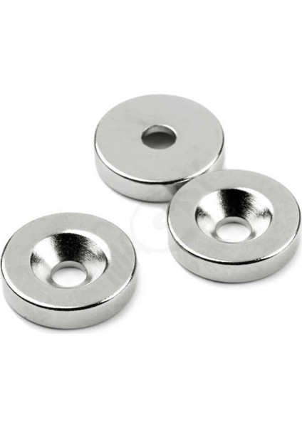 Mıknatıs, D15X10/5,5X3 Havşa Delikli Güçlü Neodyum Mıknatıs(3'lü Paket)