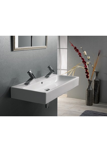 Seramik Cerastyle Pinto 100 Cm Çift Hazneli Etajerli Lavabo fırsatları